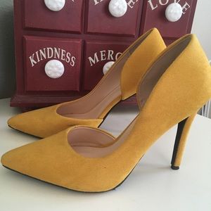 Mustard yellow suede heels